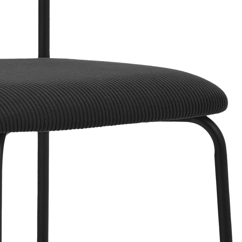 Oikiture 2PCS Dining Kitchen Chair Padded Lounge Seat Corduroy Black