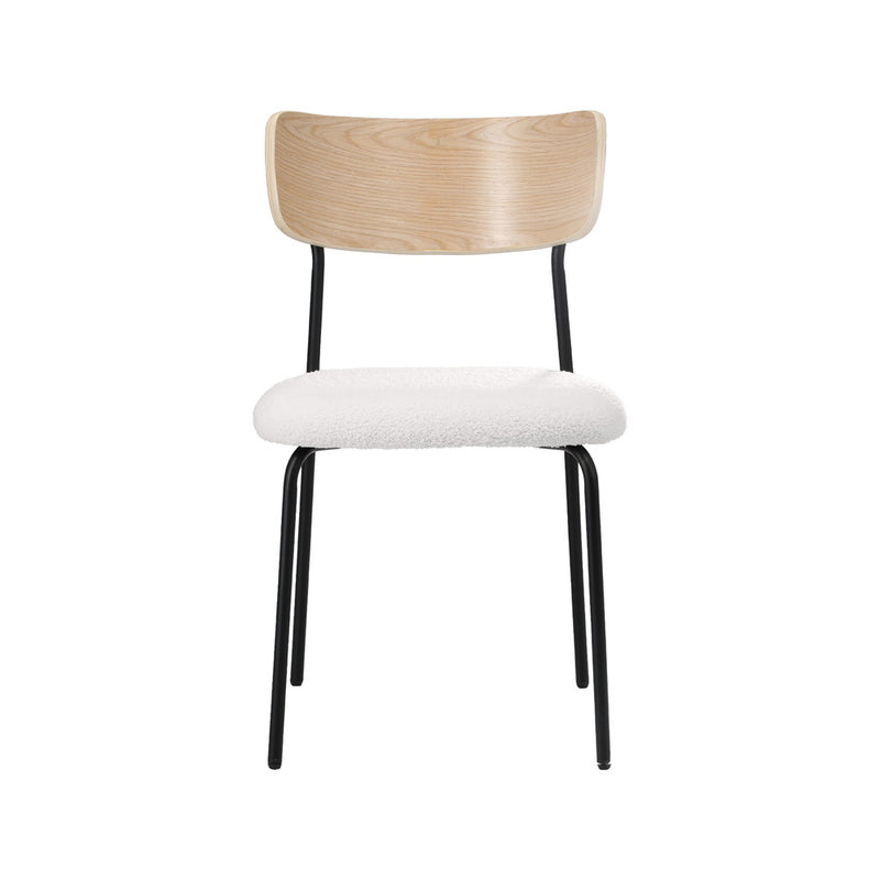 Oikiture 2PCS Dining Kitchen Chair Padded Lounge Seat Sherpa White