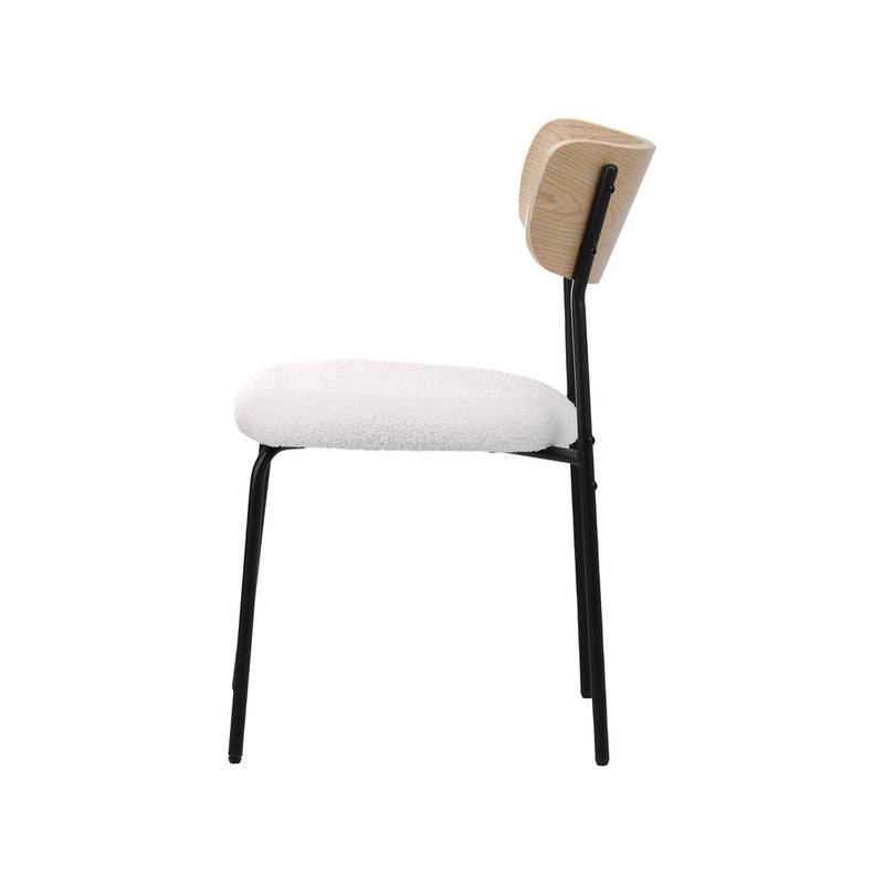 Oikiture 2PCS Dining Kitchen Chair Padded Lounge Seat Sherpa White