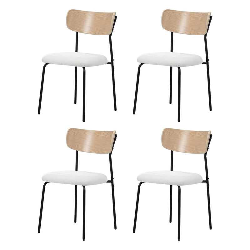 Oikiture 4PCS Dining Chairs Kitchen Padded Lounge Seat Sherpa White