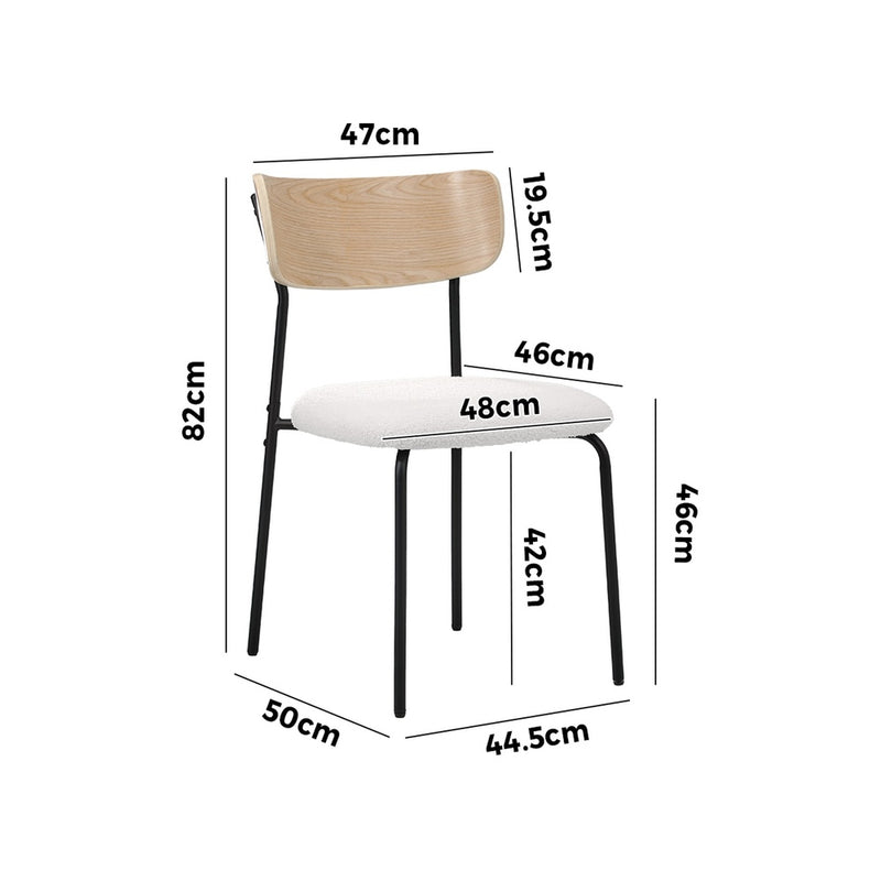Oikiture 4PCS Dining Chairs Kitchen Padded Lounge Seat Sherpa White