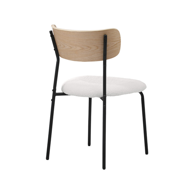Oikiture 4PCS Dining Chairs Kitchen Padded Lounge Seat Sherpa White