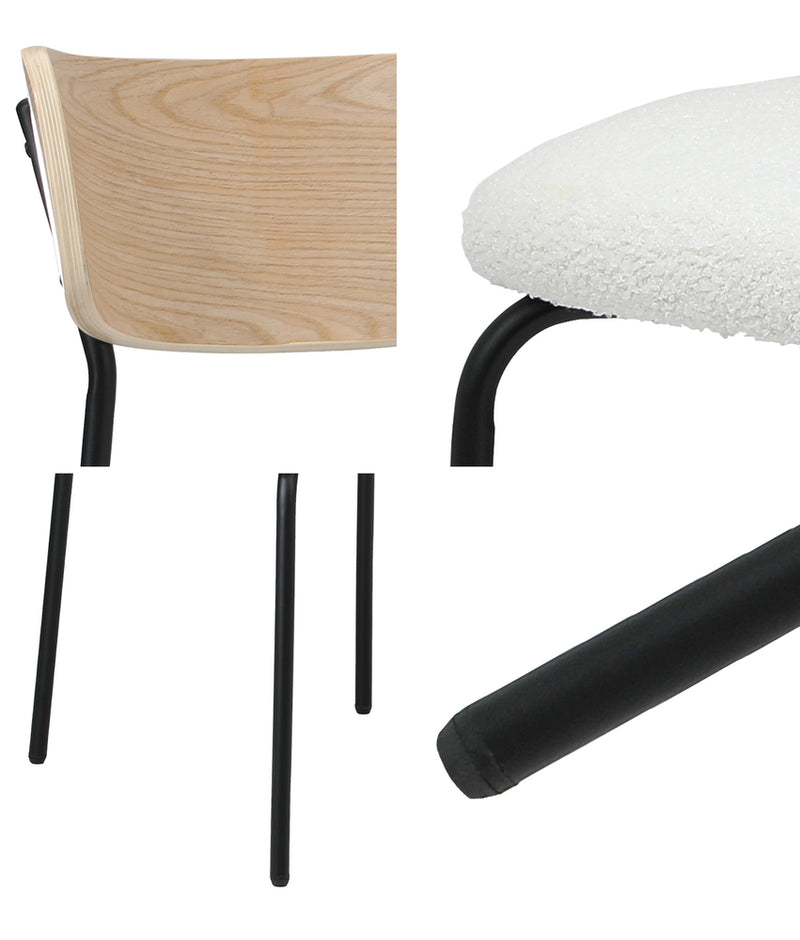 Oikiture 4PCS Dining Chairs Kitchen Padded Lounge Seat Sherpa White