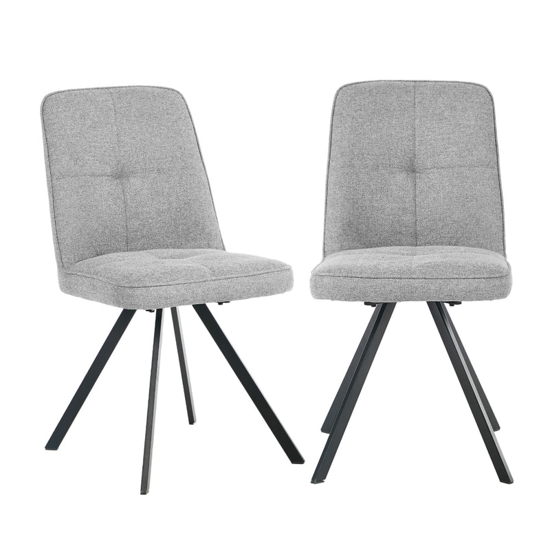 Oikiture 2x Dining Chair Kitchen Seat Linen Fabric Accent Chair Grey