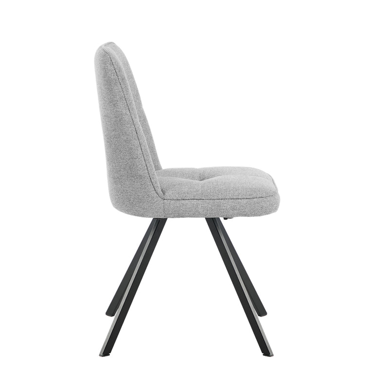 Oikiture 2x Dining Chair Kitchen Seat Linen Fabric Accent Chair Grey