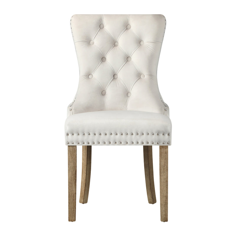 Oikiture 6x Velvet Dining Chairs French Provincial Tufted Beige