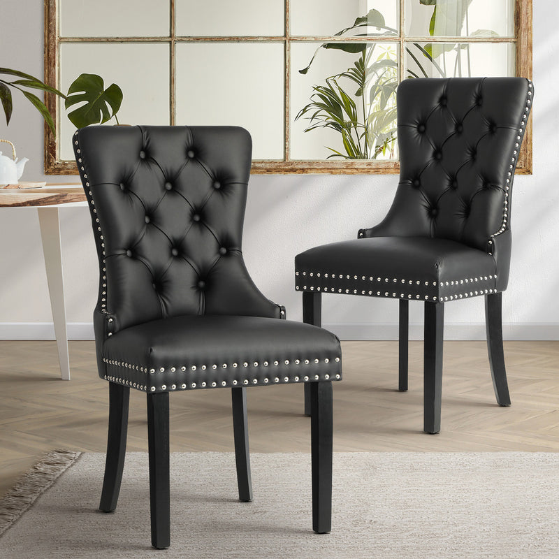 Oikiture Dining Chair with French Tufted X2 Black