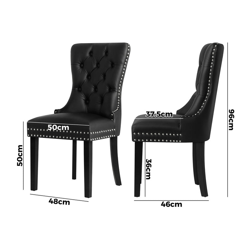 Oikiture Dining Chair with French Tufted X2 Black