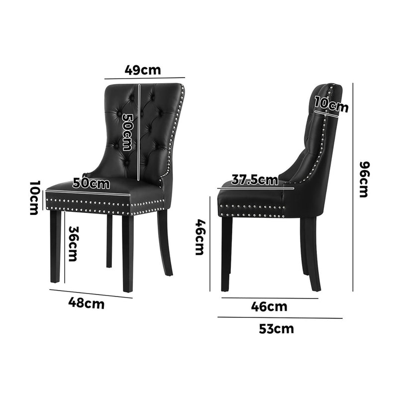 Oikiture 4x Dining Chairs French Provincial Tufted PU Leather Black