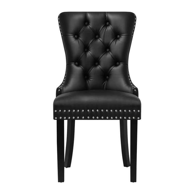 Oikiture 6x Dining Chairs French Provincial Tufted PU Leather Black