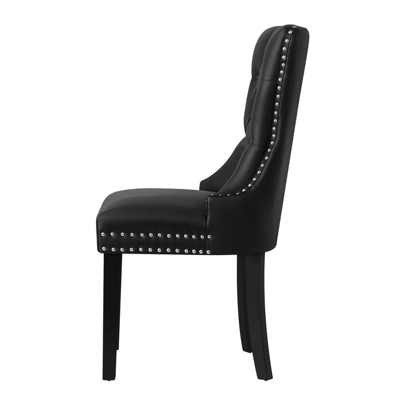 Oikiture 6x Dining Chairs French Provincial Tufted PU Leather Black