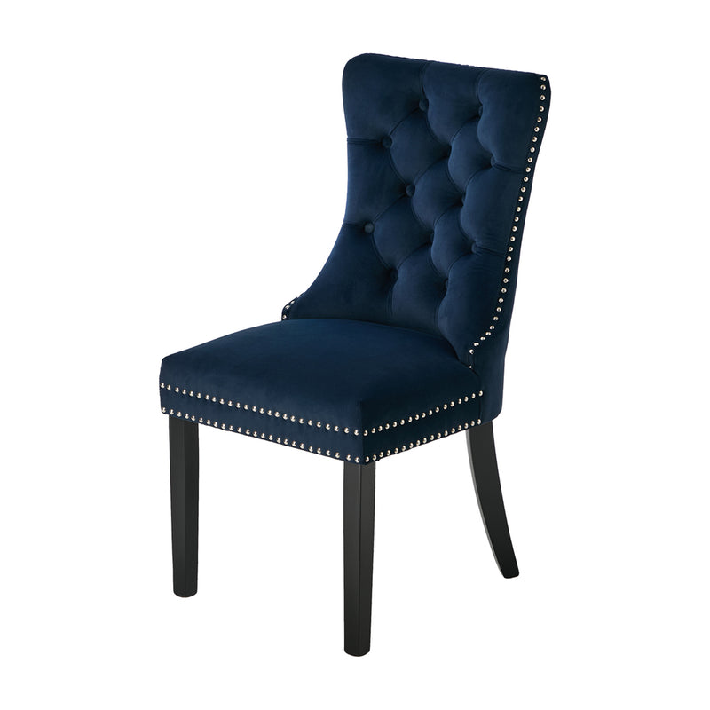 Oikiture 2x Velvet Dining Chairs Upholstered French Tufted Blue