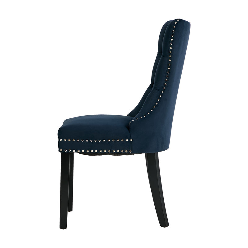 Oikiture 2x Velvet Dining Chairs Upholstered French Tufted Blue