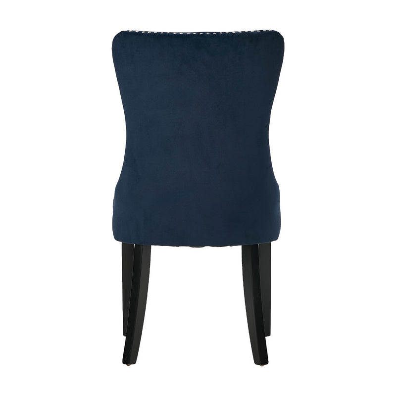 Oikiture 2x Velvet Dining Chairs Upholstered French Tufted Blue