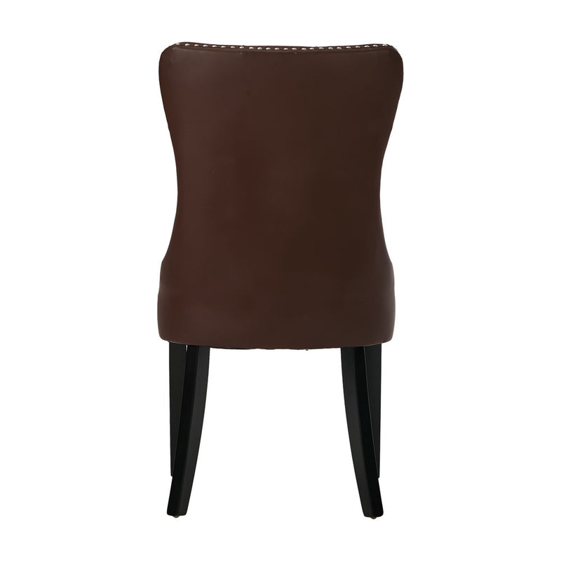 Oikiture 2x Dining Chairs Upholstered French Tufted PU Leather Brown
