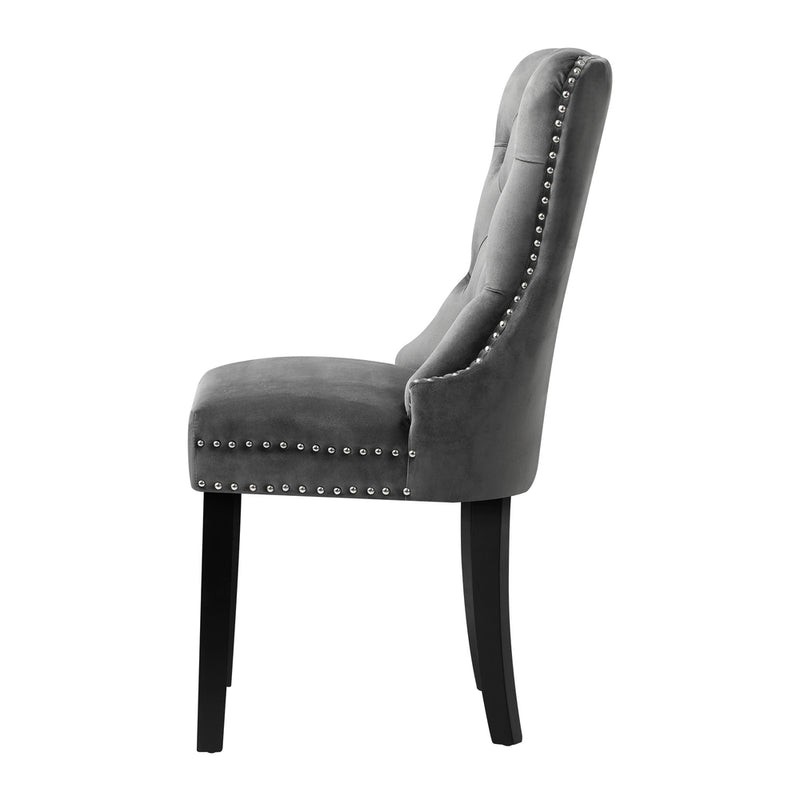 Oikiture 4x Velvet Dining Chairs French Provincial Tufted Grey