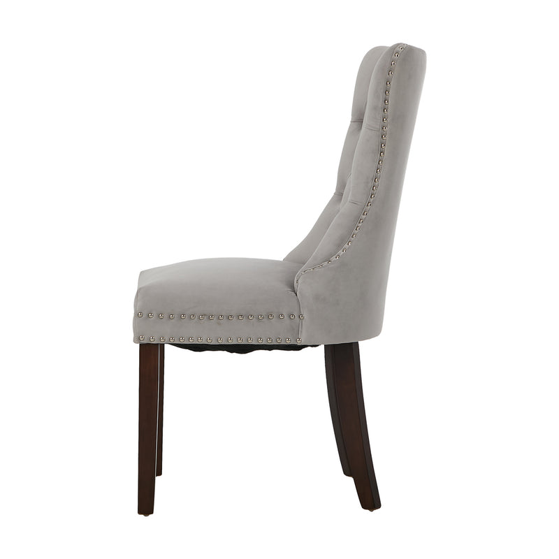 Oikiture 2x Velvet Dining Chairs Upholstered French Tufted Light Grey