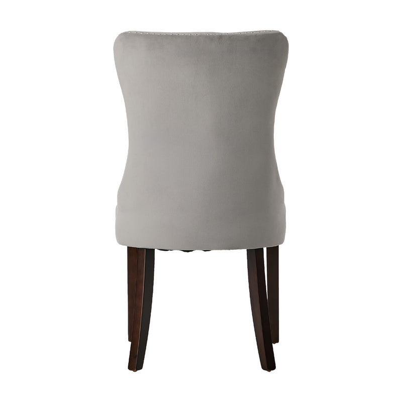 Oikiture 2x Velvet Dining Chairs Upholstered French Tufted Light Grey