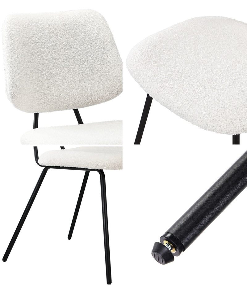 Oikiture 2x Dining Chair Vintage Retro Sherpa White