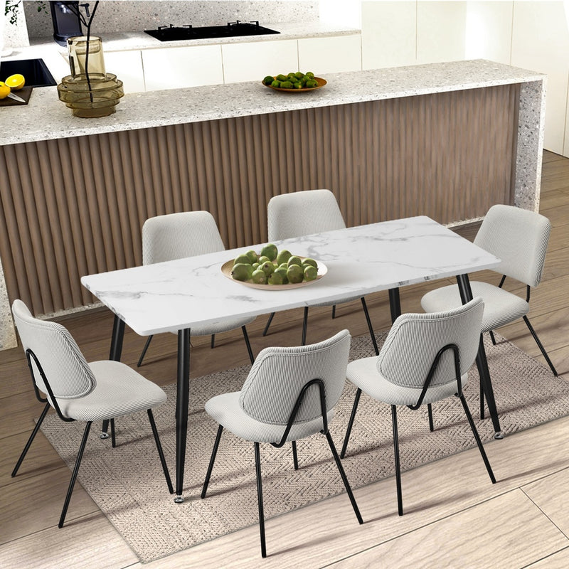 Oikiture 2x Dining Chair Vintage Retro Polyester White