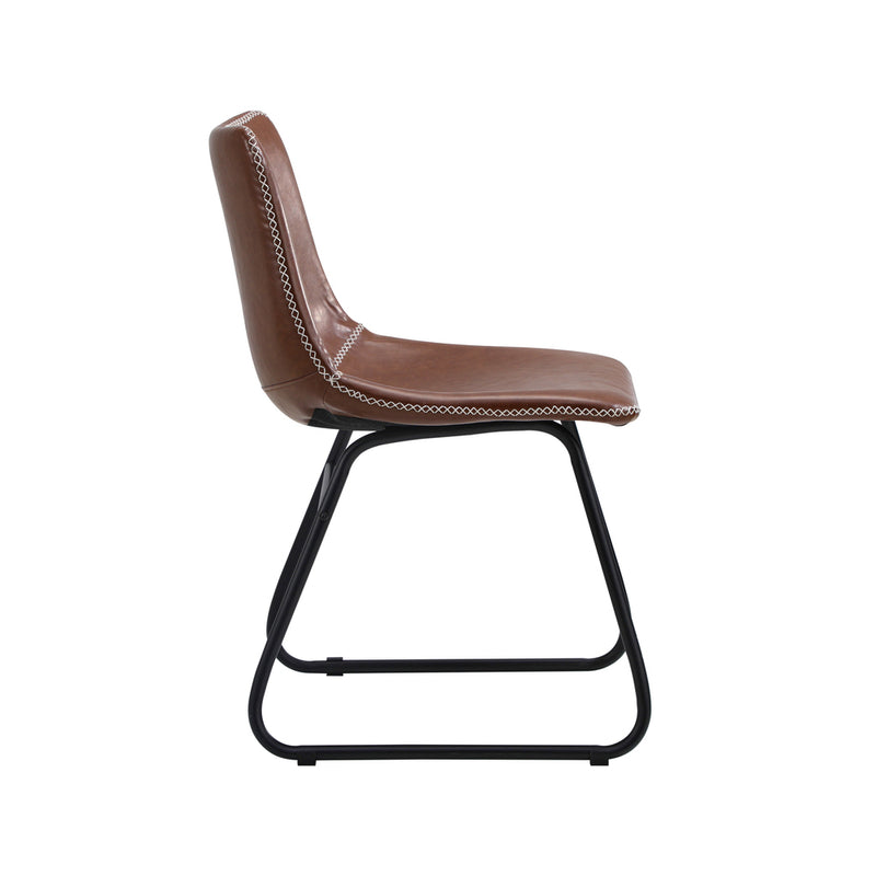 Oikiture 2x Dining Chairs Lounge Retro Padded Seat PU Brown