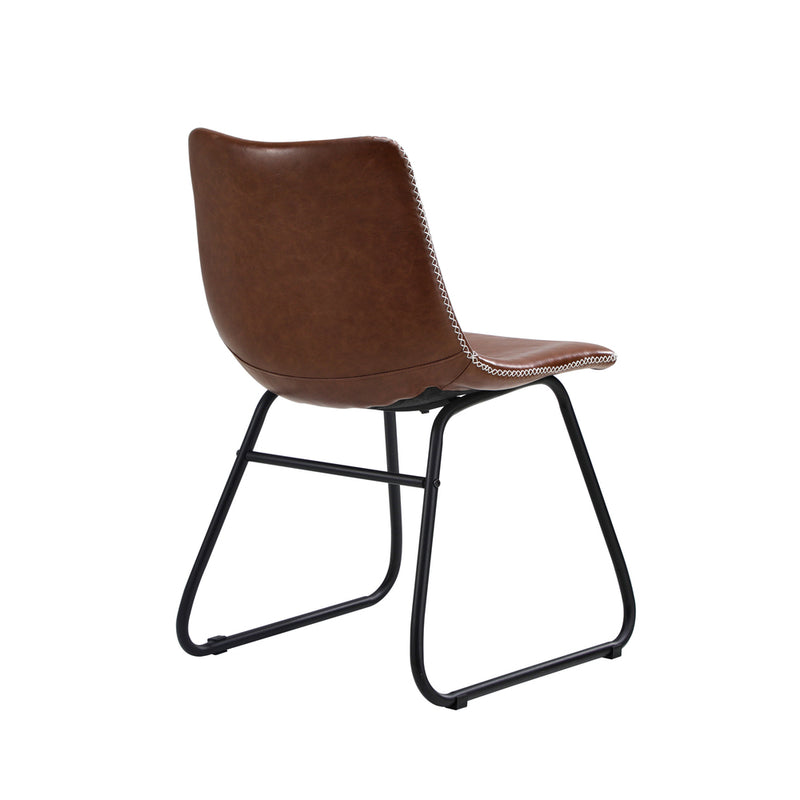 Oikiture 2x Dining Chairs Lounge Retro Padded Seat PU Brown