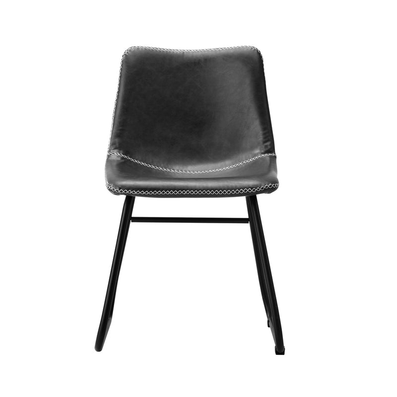 Oikiture 2x Dining Chairs Lounge Retro Padded Seat PU Grey