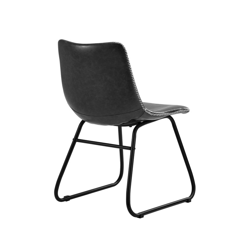 Oikiture 2x Dining Chairs Lounge Retro Padded Seat PU Grey