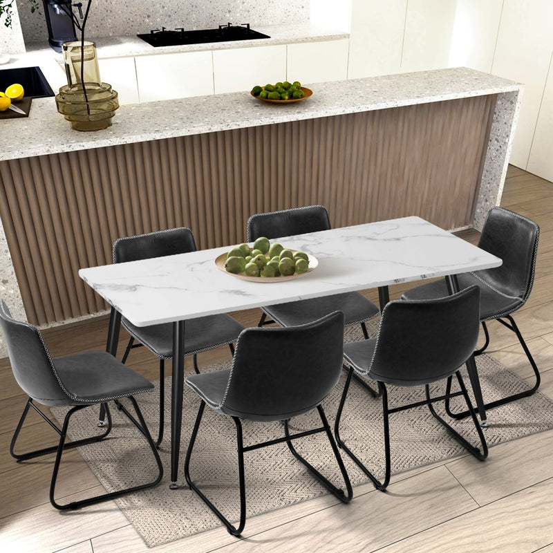 Oikiture 2x Dining Chairs Lounge Retro Padded Seat PU Grey