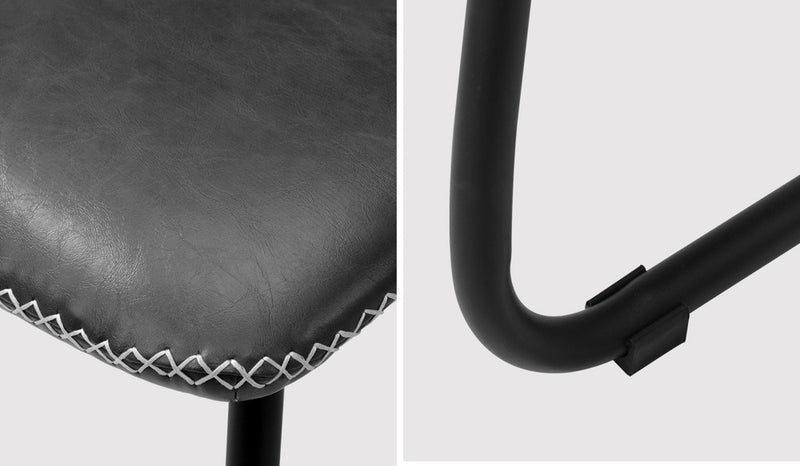 Oikiture 2x Dining Chairs Lounge Retro Padded Seat PU Grey