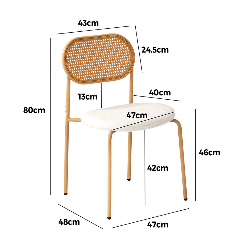 Oikiture 2PCS Rattan Dining Chair Sherpa White