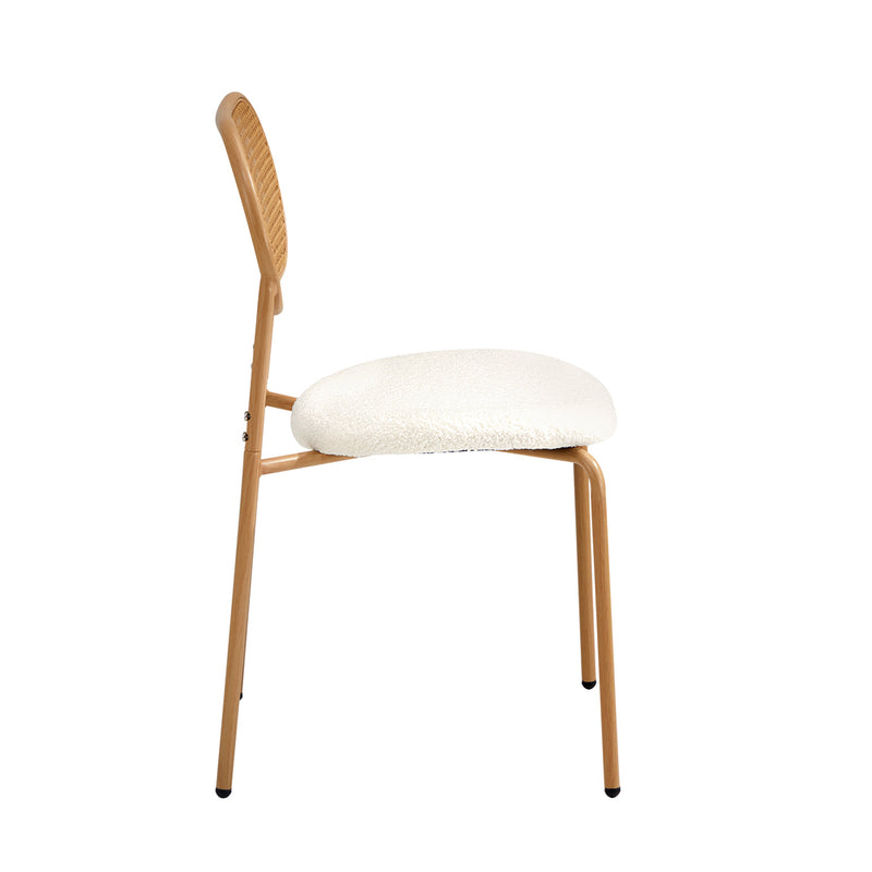 Oikiture 2PCS Rattan Dining Chair Sherpa White