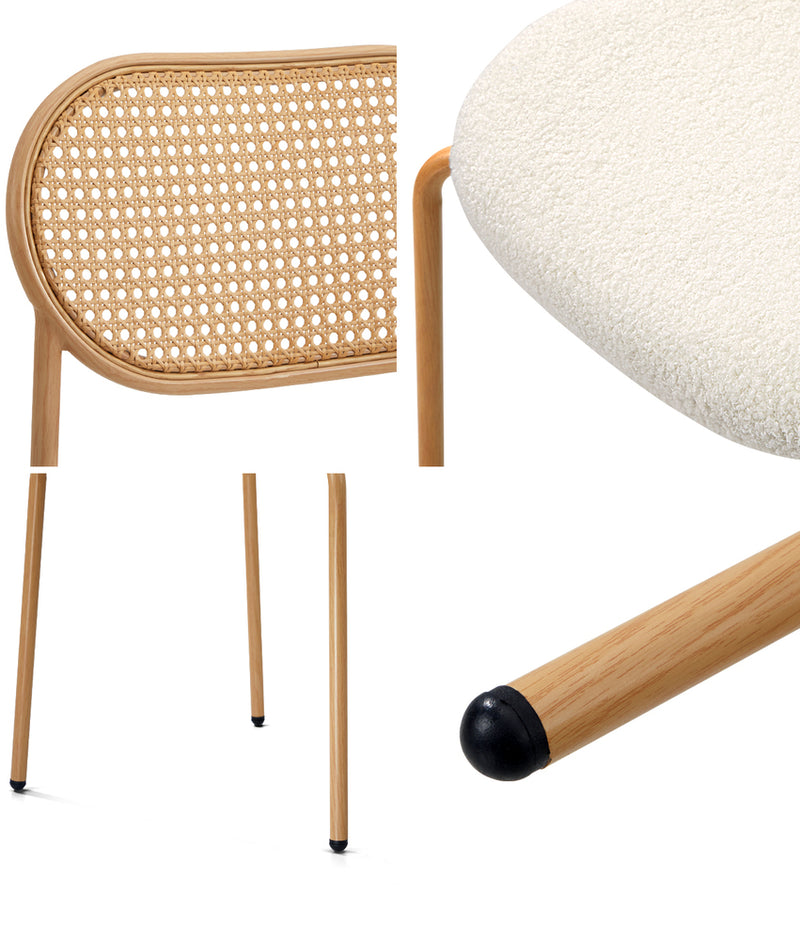 Oikiture 2PCS Rattan Dining Chair Sherpa White