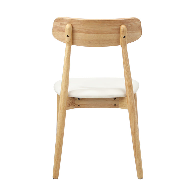 Oikiture 2x Dining Chairs PU Leather Solid Wood Cafe Lounge Beige