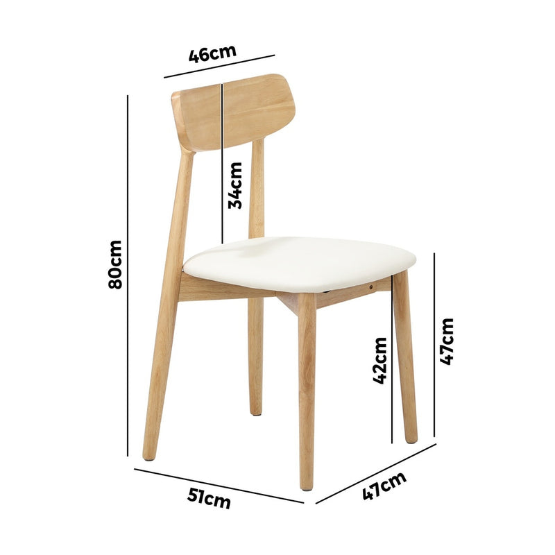 Oikiture 4x Dining Chairs PU Leather Solid Wood Beige