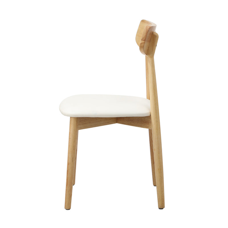 Oikiture 4x Dining Chairs PU Leather Solid Wood Beige