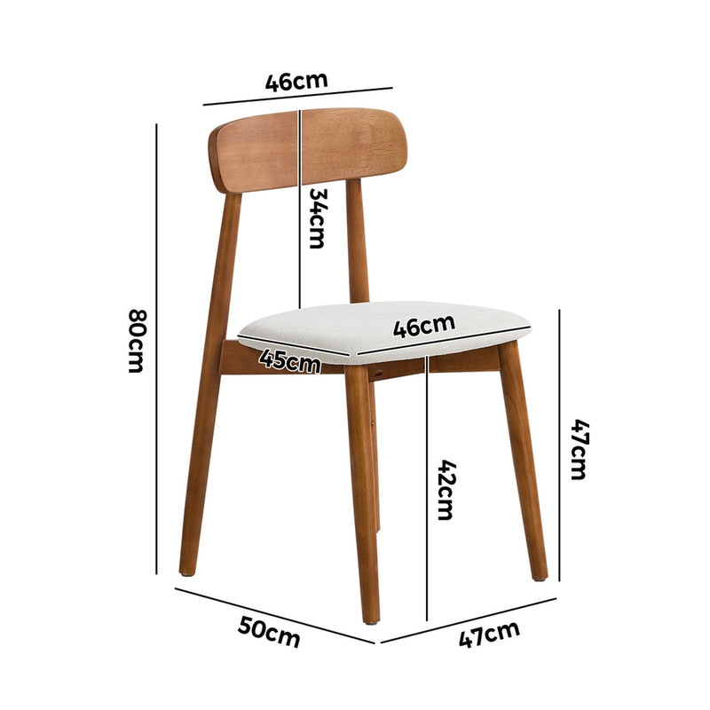 Oikiture 2x Dining Chairs PU Leather Lounge Beige & Walunt