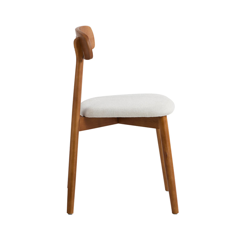 Oikiture 2x Dining Chairs PU Leather Lounge Beige & Walunt
