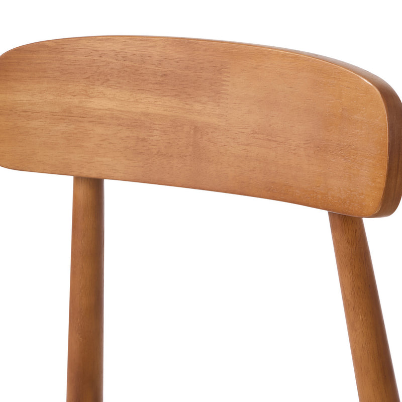Oikiture 2x Dining Chairs PU Leather Lounge Beige & Walunt