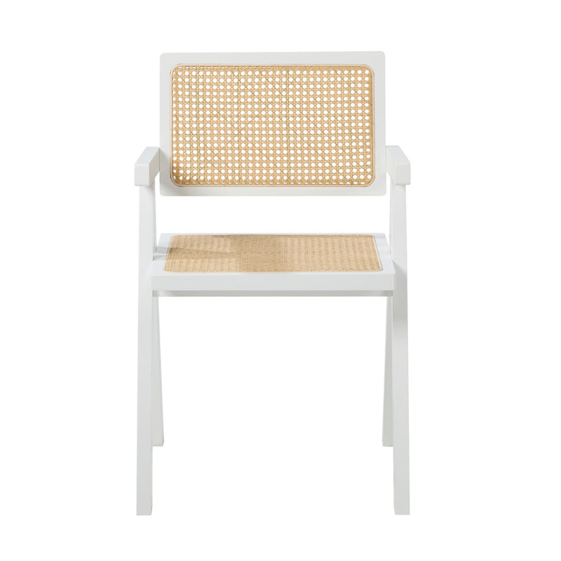 Oikiture 4x Dining Chairs PE Rattan Chair Bamboo Frame White