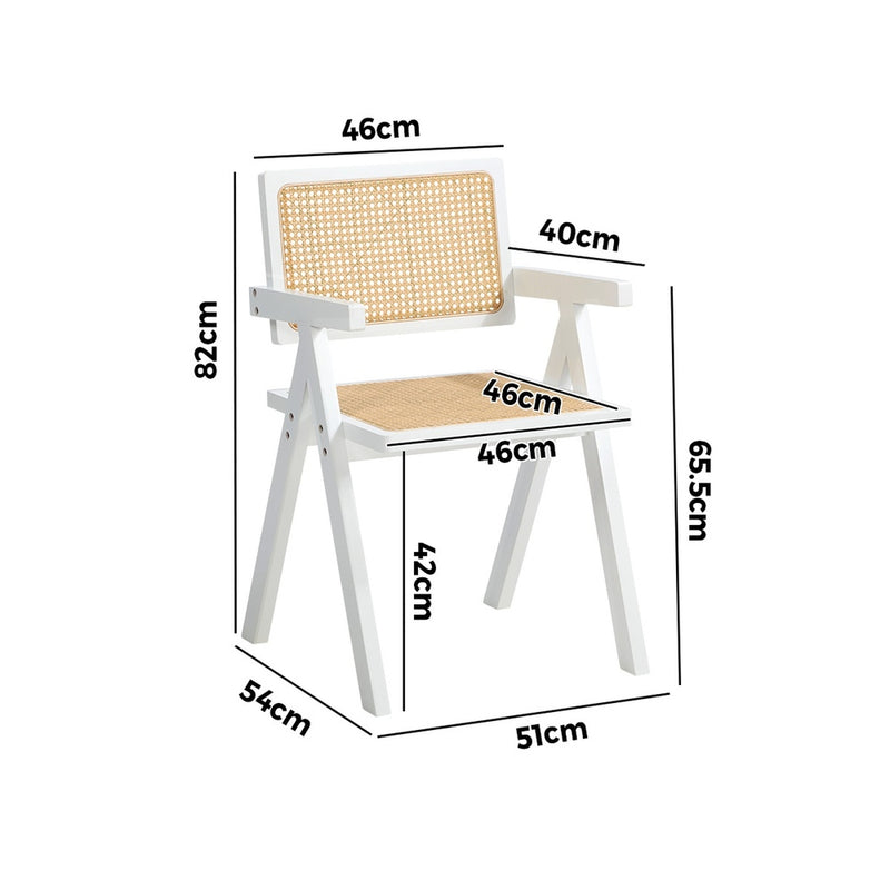 Oikiture 4x Dining Chairs PE Rattan Chair Bamboo Frame White