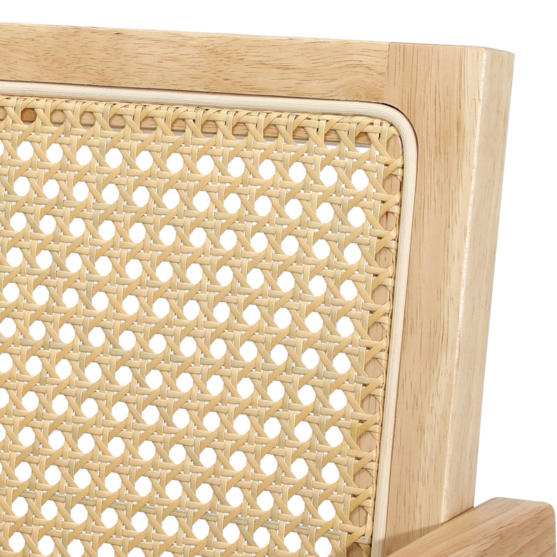 Oikiture 2x Dining Chairs Rattan Wooden Natural
