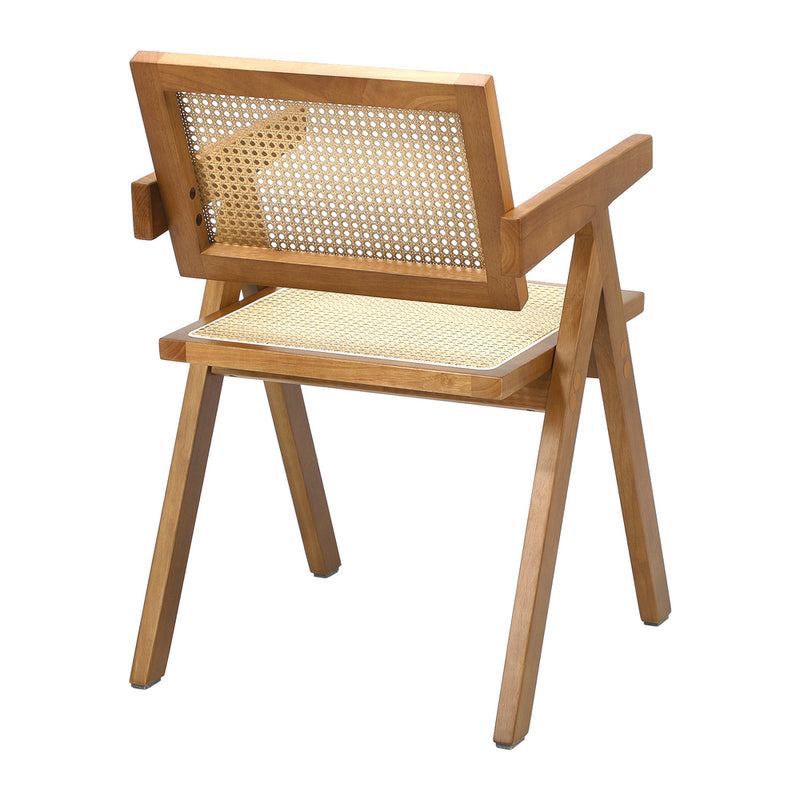 Oikiture 6x Dining Chairs Rattan Chair Wooden Walnut