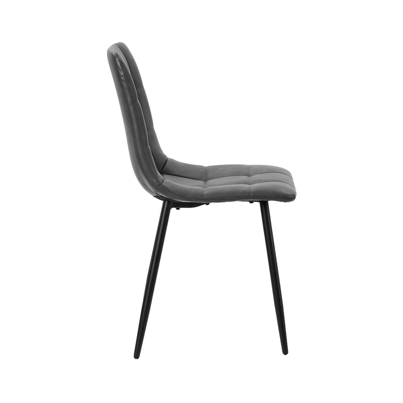 Oikiture 4x Dining Chairs PU Leather Padded Seat Retro Grey