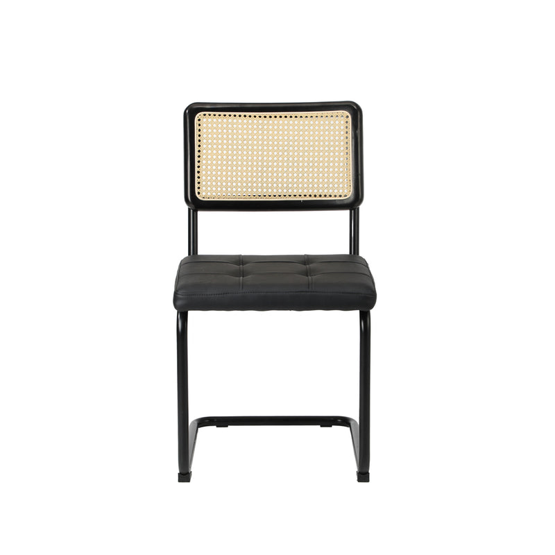 Oikiture 2x Rattan Dining Chair Cesca Replica Cantilever PU Leather