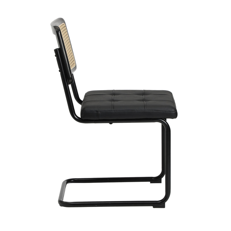 Oikiture 2x Rattan Dining Chair Cesca Replica Cantilever PU Leather