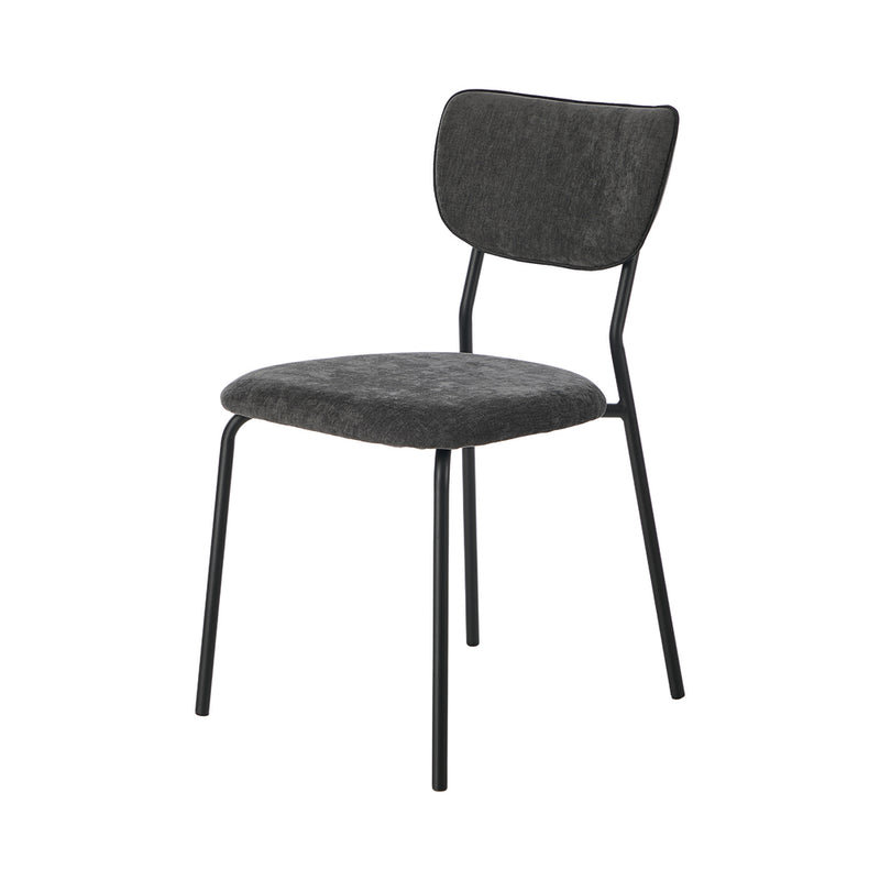 Oikiture Set of 4 Dining Chairs Linen Fabric Padded Seat Grey