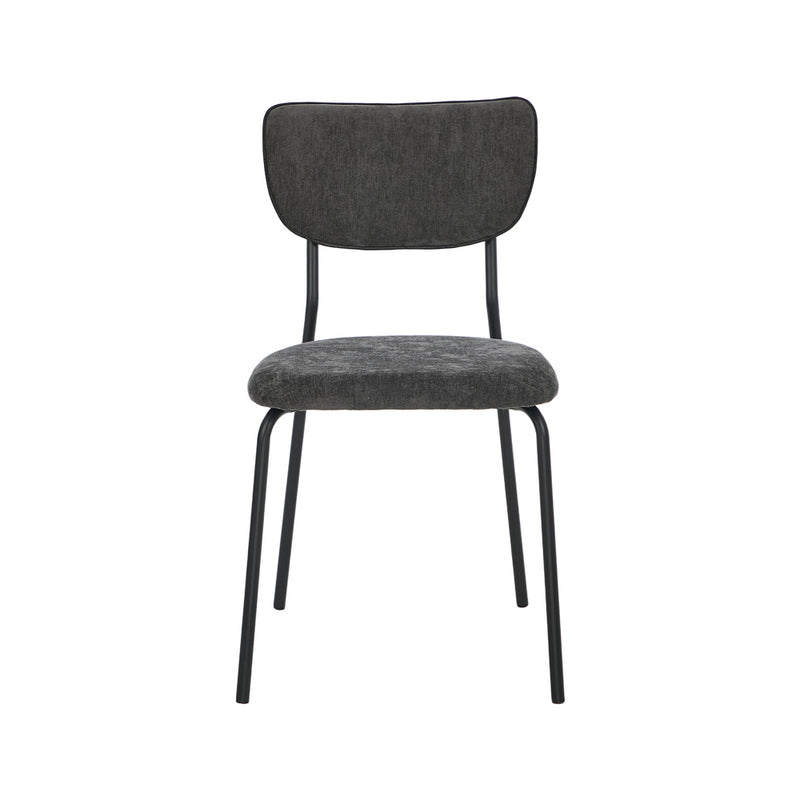 Oikiture Set of 4 Dining Chairs Linen Fabric Padded Seat Grey