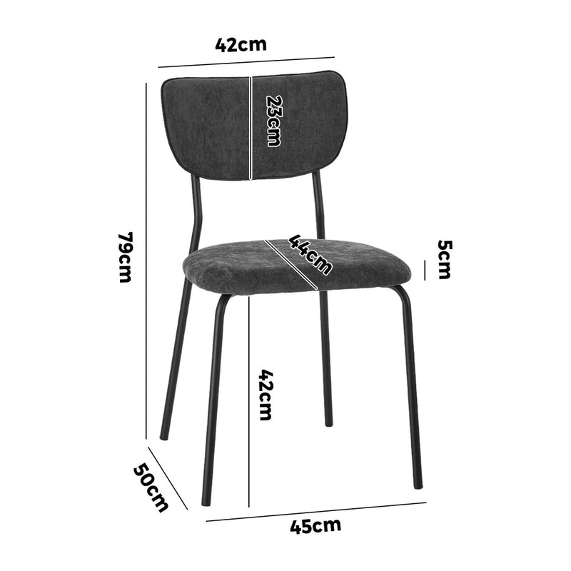Oikiture Set of 4 Dining Chairs Linen Fabric Padded Seat Grey