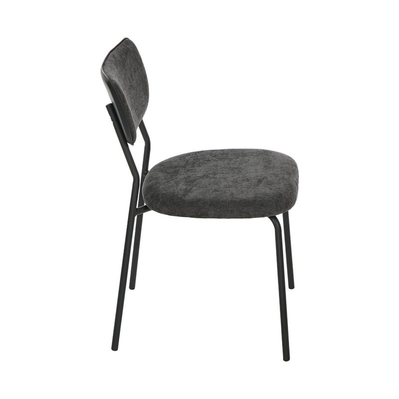 Oikiture Set of 4 Dining Chairs Linen Fabric Padded Seat Grey